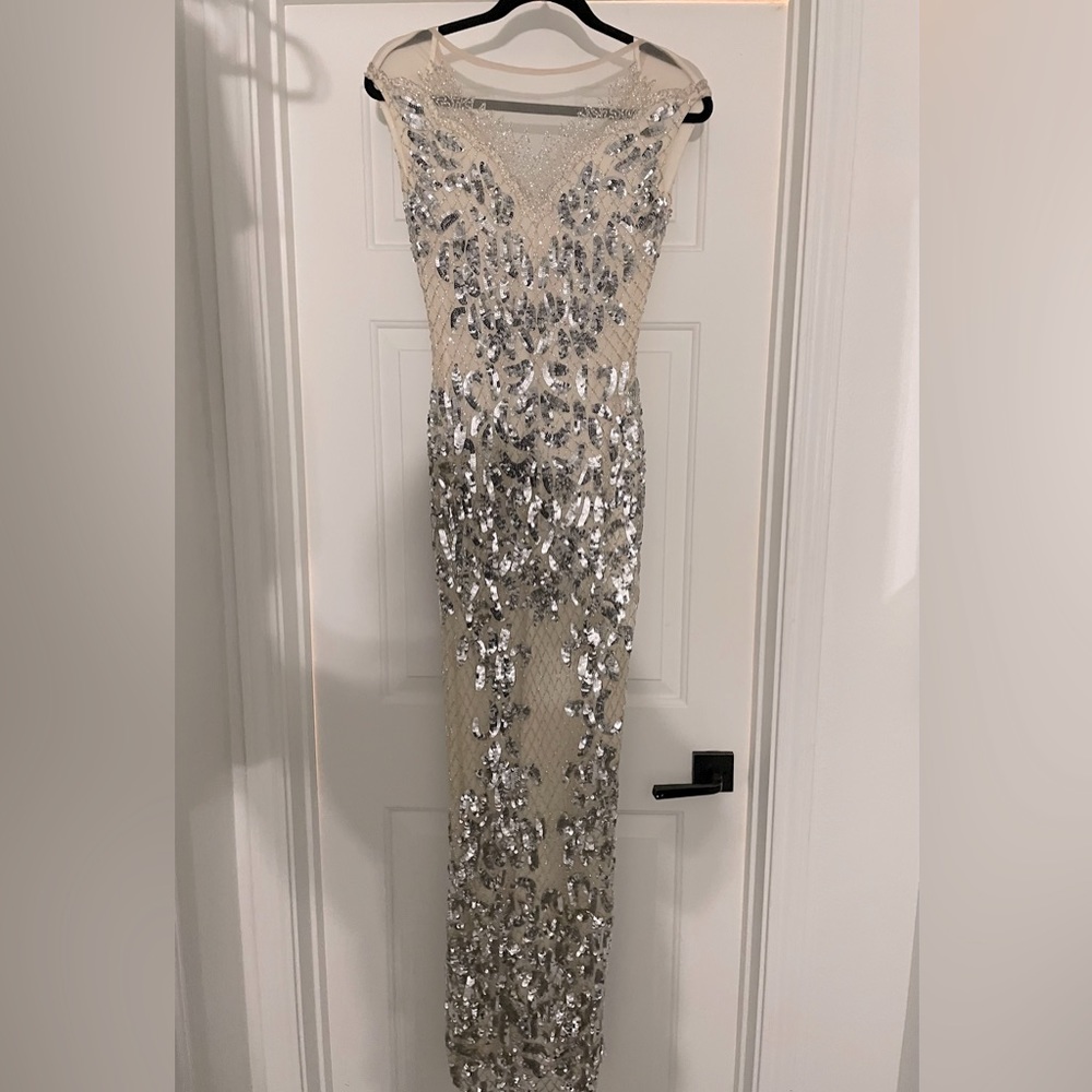 Gorgeous Designer Parker Black Hand Sewn Beaded Sequin Gown